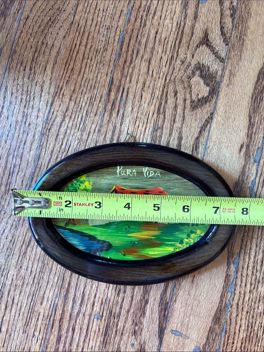 VINTAGE 60’s “Pura Vida” Hand-Painted Home Art - small wallhanging landscape art